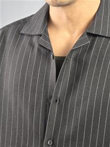 پیراهن مردانه آستین کوتاه راه راه دکمه دار کد 322412