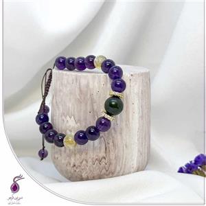 دستبند سنگ آمیتیست و یشم و سیترین کد B136