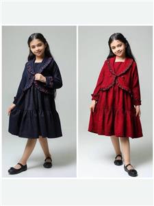 کت و سارافون دخترانه مخمل کبریتی برای 7 تا 13 سال کد 7002