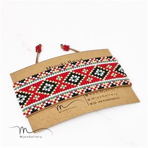 M0281 _ دستبند سنتی طرح گلیم، 21 رج ( منجوق میوکی )