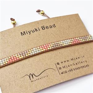 M0293 _ دستبند باریک گلبهی 3 رج ( منجوق میوکی )