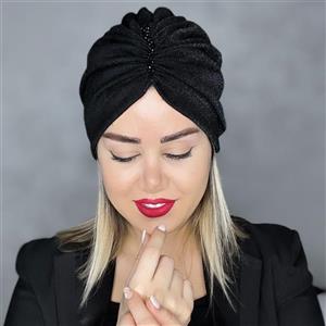 توربان لمه کریستال دوزی مشکی(با اسکرانچی سِت) - لی لی گالری