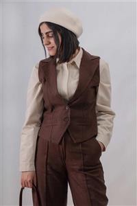 جلیقه بانو قهوه ای