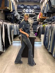 شلوار جین زنانه مدل بوت کات رنگ آبی تیره کد 1809