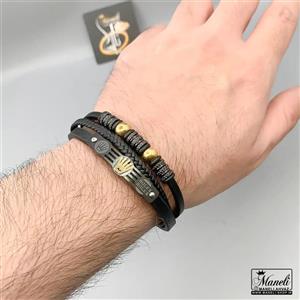 دستبند چرم پلاک دار سه ردیفه با نماد رولکس طلایی 14040841 - فروشگاه مانلی اهواز