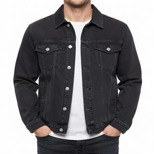 کت جین مردانه زغالی تیره | بدون زاپ و مینیمال | مناسب استایل روزمره کد 2002