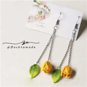 گوشواره گل لاله زرد کد A5135 - بشرا مید