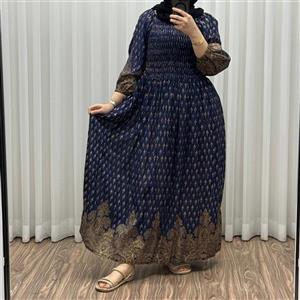 پیراهن ساحلی زنانه کریشه هندی طلاکوب قواره دار - فروشگاه اینترنتی ساموئل شاپ