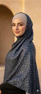 روسری گل‌ریز سورمه‌ای نخی اعلا قواره ۱۳۰