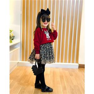 ست کراپ دامن میکی موس 3 تا 9 سال زرشکی - آرتی شاپ