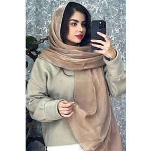 شال ژان ژان با حاشیه نگین رنگ کرم(A0412)