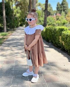 پیراهن جنس موسلین شکلاتی رنگ