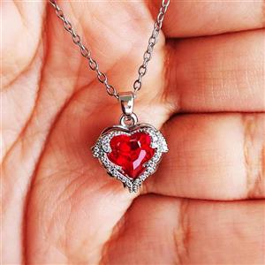 گردنبند یلدایی سوارسکی | گردنبند دخترانه قلب قرمز جواهری در شاینورا