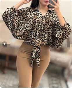 شومیز پلنگی گره ای(حلقه دار)