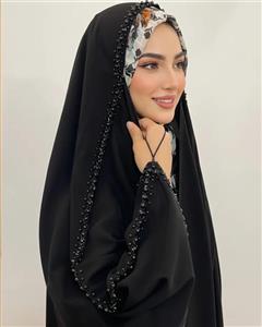 چادر زنانه مشکی جواهردوزی مدل جده مروارید