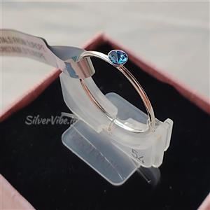 انگشتر نقره زنانه با نگین آبی اروپایی درخشان | برند Accessories