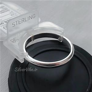 انگشتر نقره حلقه‌ای ساده با تک نگین سفید | رینگ ساده | برند تاش - TOSH