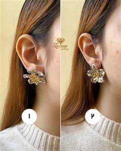 گوشواره مجلسی گل سیلور قفل میخی فانتزی