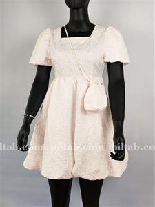 پیراهن مجلسی عروسکی گل برجسته کیف دار