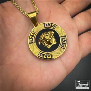 گردنبند | پلاک ورساچه ی رنگ ثابت مشکی طلایی|14040693 - فروشگاه مانلی اهواز