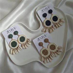 کالکشن گوشواره حصیری صدف‌دار Cowrie دست‌ساز زنانه ترند بوهو و ساحلی