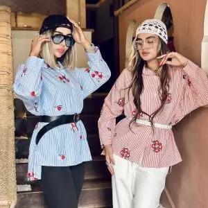 شومیز مانتویی لینن گلدوزی دیپلمات کد 14316