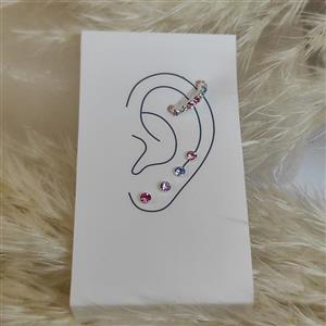 پک گل گوش و پیرسینگ حلقه ای نقره عیار 925 حک شده روی محصول وارداتی قفل میخی عیار 925 - گالری زرمیس | خرید آنلاین زیورآلات و اکسسوری