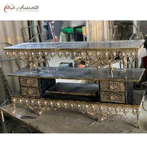 میز تلویزیون برنزی اصل با رویه ام دی اف مشکی