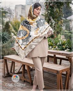 روسری ابریشم توییل زمینه پلنگی جواهراتی قواره بزرگ کد 137