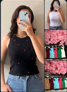 تاپ کراپ بیسیک گلدوزی قلب