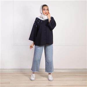 شومیز باکسی گلدوزی گل - پوشاک آلتون