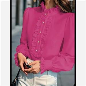 شومیز مجلسی کرپ الیزه با یقه فرنچ چیندار
