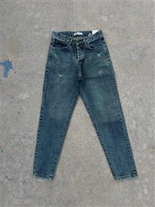 شلوار جین مام فیت مردانه ZARA آبی کثیف کد 202925