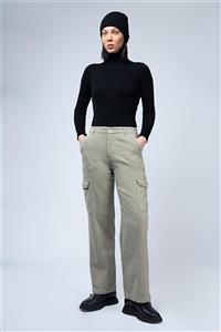 شلوار کتان کارگو خاکی 7005009