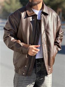 کاپشن چرم خلبانی یقه دار