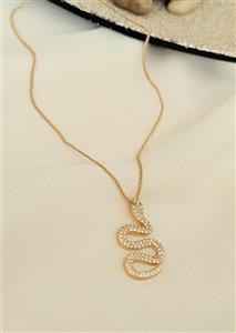 گردنبند زنجیری آویزدار مار فول نگین - طلایی