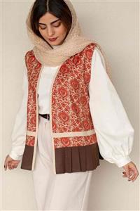 جلیقه زنانه بلند باتیک طلاکوب هندی | مدل گل نقش