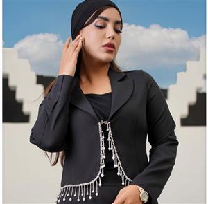 کراپ کت مجلسی زنانه مدل پایین مروارید ریسه ای