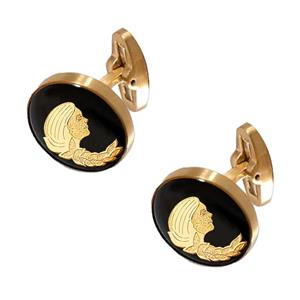 دکمه سر دست استیل ورق طلا ماه شهریور