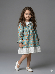پیراهن بچه گانه دخترانه نخی ترک طرح روباهی برند HG Kids