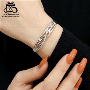 بنگل دستبند ژوپینگ نگین دار منحنی