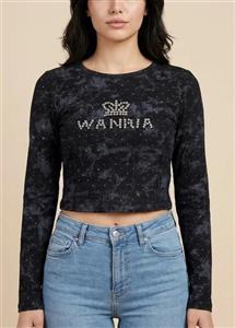 کراپ آستین بلند نگین دار وارداتی wanria