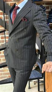 کت و شلوار دبل برست مشکی دیپلمات ژاکامن