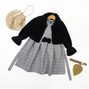 ست سارافون و کت پشمی دخترانه مشکی کد 10730