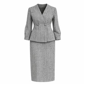 کت دامن جناقی مدل فرانسوی آستین پف سایز S - M