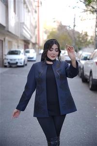 بارانی کوتاه مزونی سرمه ای طرح نیلای