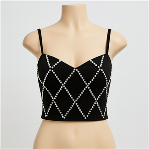 کراپ تاپ مجلسی زنانه جواهردوزی مدل لوزی