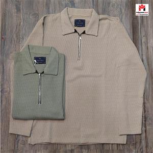 بلوز مردانه یقه دار نیم زیپ XL-3XL