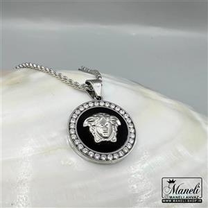 گردنبند ورساچه استیل سیلور دورنگین |140404109 - فروشگاه مانلی اهواز