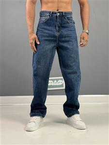 شلوار جین مردانه بگ ساده آبی تیره کد 205149